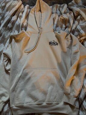 Busch Light Embroidered Logo Hoodie in Cream